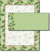 Jolly Holly Christmas Stationery Paper with Envelopes - 40 Sets Holiday Letterhead Desktop Publishing Supplies