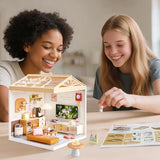 BeepZipp DIY Miniature House Kit for Adults, LED Living Room Dollhouse Kit with Furniture & Roof, Creative Building Toy for Mini Figures, Adult Craft Kits & Room Decor Gift