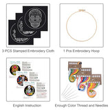 Louise Maelys 3 Sets Halloween Embroidery Kits for Beginners,Cross Stitch Kit for Adults,DIY Starters Needlepoint with Skull Flowers Pattern,Including Instruction
