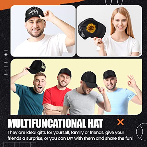 10 Pcs Sublimation Blank Trucker Hats Bulk Mesh Baseball Cap Polyester Mesh Trucker Hat for Men and Women (Black) Tarpop