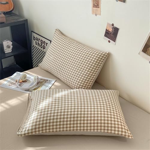 Nayoroom Gingham Duvet Cover Twin Size Brown Tan Plaid Checkered Comforter Cover Grid Farmhouse Bedding Set 2 Pcs Soft Breathable Washed Microfiber Gifts for Women Men Nayoroom