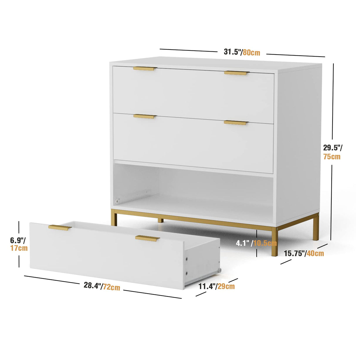 Anmytek White Dresser for Bedroom, 3 Drawer Dresser with Spacious Storage Modern Wood Chest of Drawers for Bedroom Living Room Hallway H0074 Anmytek