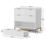 Anmytek White Dresser for Bedroom, 3 Drawer Dresser with Spacious Storage Modern Wood Chest of Drawers for Bedroom Living Room Hallway H0074 Anmytek