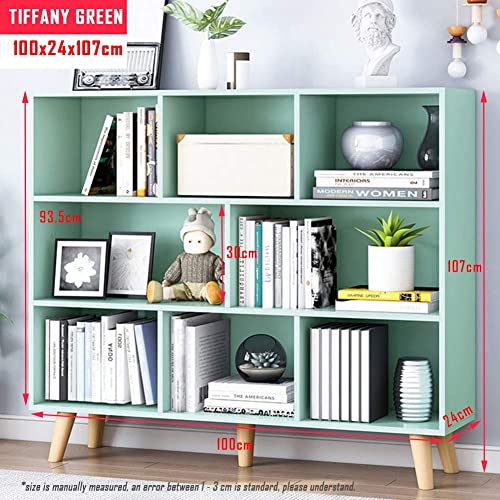 IOTXY Tiffany Green 3-Tier Wooden Bookcase with Open Shelves and Legs - WoodArtSupply