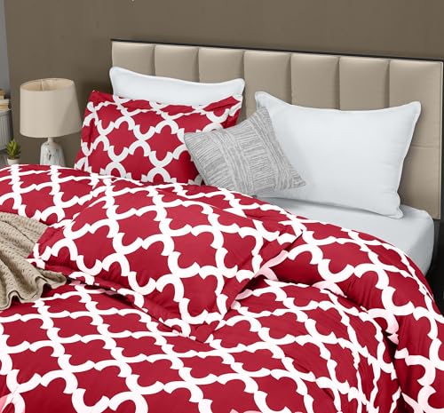 Queen Comforter Set 3 Piece Red by Utopia Bedding, Printed Comforters Queen Size, Bedding Comforters Sets, Down Alternative Soft Bed Set, 1 Comforter (88 x 88 inches) 2 Pillow Shams (20 x 26 inches) Utopia Bedding