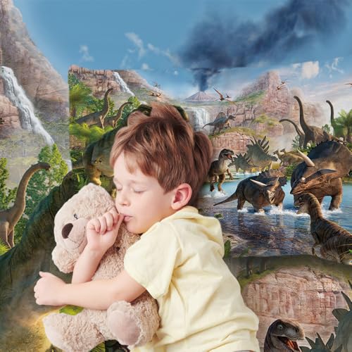 NiuOne Dinosaurs Bed Sheets Twin for Boys,3D Realistic Dinosaur Green Fitted Sheets Set Ancient Jungle Dinosaur Bed Sheet Kids Soft Microfiber Bedding Sheets Set,Twin Size(2pc) NiuOne