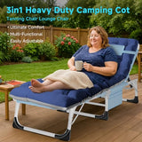 ABORON Heavy Duty Tanning Chair, Outdoor 5-Position Folding Chaise Lounge Chair with Pad, Portable Beach Lounge Chair for Outdoor Sunbathing Patio Pool Lawn Deck Poolside ABORON