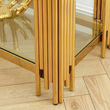 Goujxcy Modern Glass Console Table, 55" Gold Sofa Table with Sturdy Metal Frame and Clear Tempered Glass Top for Living Room Entryway Bedroom (Gold) Goujxcy