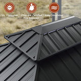 PURPLE LEAF 10' X 14' Permanent Hardtop Gazebo Aluminum Gazebo with Galvanized Steel Double Roof for Patio Lawn and Garden, Curtains and Netting Included, Grey PURPLE LEAF