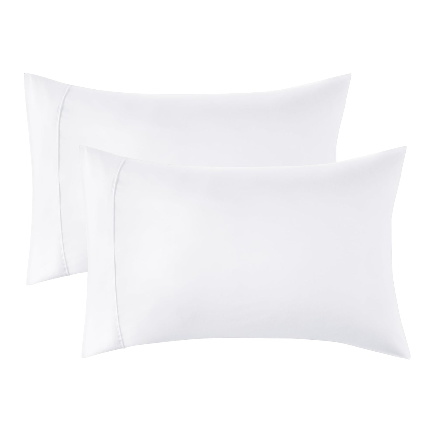 Bedsure King Size Pillow Cases Set of 2 - White Polyester Microfiber Pillowcases 2 Pack, Super Soft Pillow Case Cover with Envelop Closure, 20x36 Inches