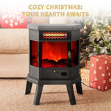 Electric Fireplace Heater 22 in Freestanding Fireplace Stove Infrared Fireplace RealSmart with 3D Flame Effect Remote Control, Timer, Overheating Protection Heater for Indoor Use Black RealSmart