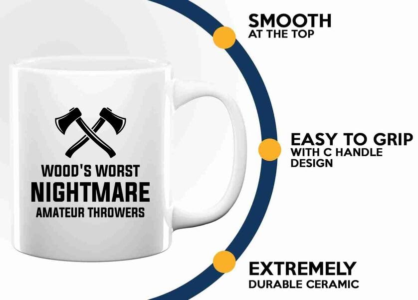 Axe Throw Coffee Mug 11oz White -Woods worst - Sport Game Tomahawk Target Throwing wooden Competition Hunting Luxe Gifting