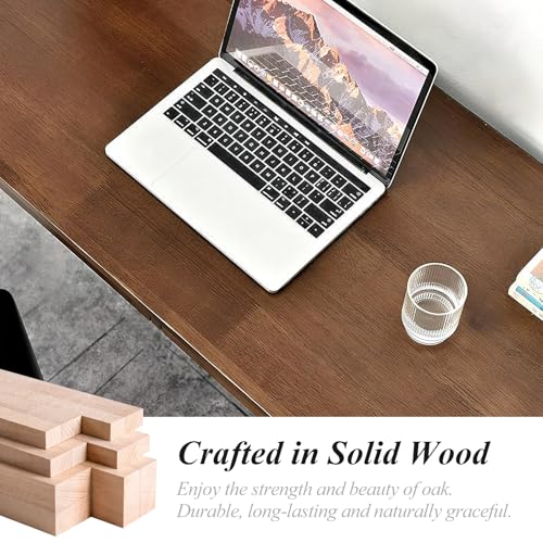 Cttasty Solid Wood Computer Desk with Drawers, Modern Writing Desk for Home Office, Mid Century Modern Desk, Oak Study Table, 35.4x19.9x29.5 inches (Single Drawer), Walnut Cttasty