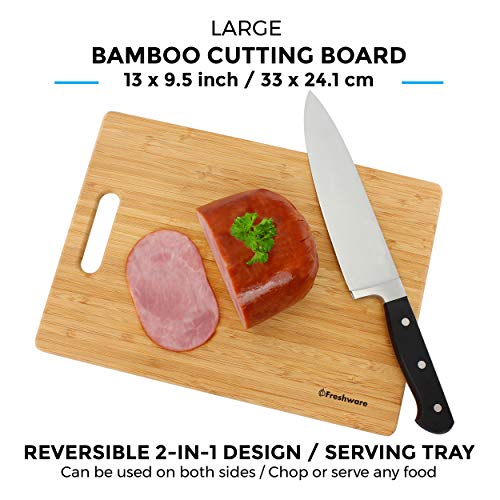 Bamboo Cutting Boards for Kitchen [Set of 3] Wood Cutting Board for Chopping Meat, Vegetables, Fruits, Cheese, Knife Friendly Serving Tray with - WoodArtSupply