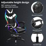 Gaming Chair with 2 Bluetooth Speakers & LED Lights, Ergonomic High Back Office Chair with Headrest, 135° Recline, 360° Swivel, Height Adjustable Executive Chair for Gaming, Work, Study (Black) Tacarlha