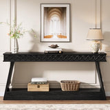 Tribesigns 70.9 Inch Long Console Table for Entryway, 2-Tier Farmhouse Entryway Table with Storage, Narrow Sofa Table Behind The Couch, Wood Accent Table for Hallway, Living Room, Foyer, Black Tribesigns