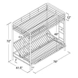 DHP Twin-Over-Futon Convertible Couch and Bed with Metal Frame, Ladder and Guardrails - Black DHP