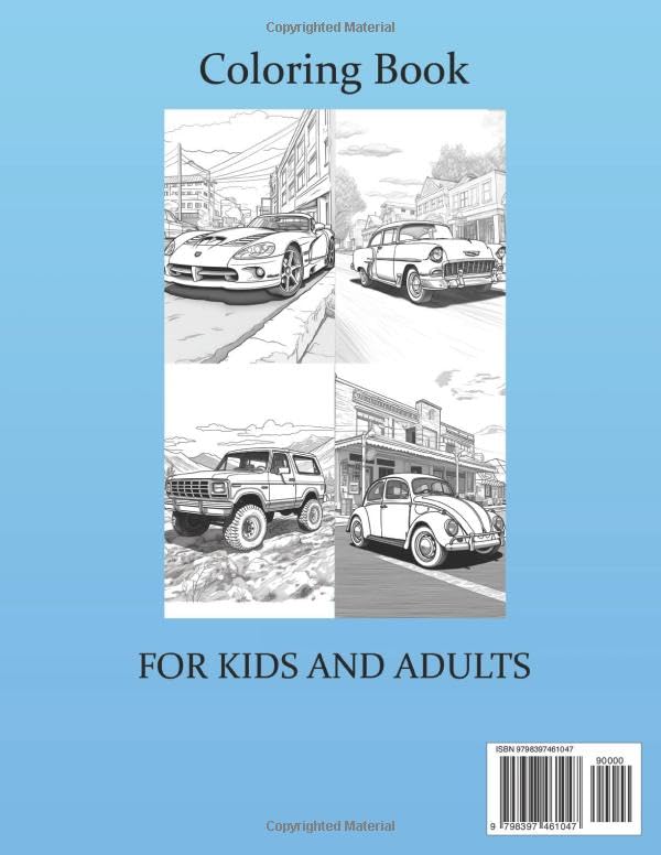 CLASSIC CARS 80s - 90s: : is a coloring book that collects the beauty of classic cars from the 80s-90s. It is a fun and creative activity for WoodArtSupply