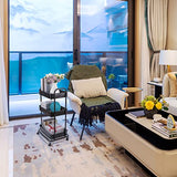 YOHKOH 3-Tier Metal Rolling Utility Cart, Storage Trolley Cart with Mesh Baskets and Lockable Wheels for Bathroom Kitchen Office (Dark Black) YOHKOH