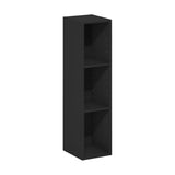 Furinno Fulda Book Shelf, 3-Tier Narrow Bookshelf, Bookcase with 8-in Width Storage Shelf, 9.3 x 7.9 x 31.5, for Living Room, Bedroom, Home Office, Blackwood Furinno