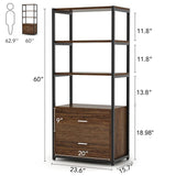 Rustic Industrial Etagere Bookcase with Drawers by Tribesigns Tribesigns