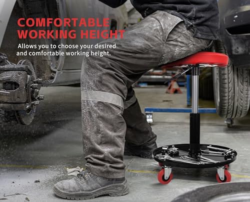 MaxWorks 80771 Pneumatic Roller Seat/Creeper with Adjustable Height - 300 lb Capacity MaxWorks