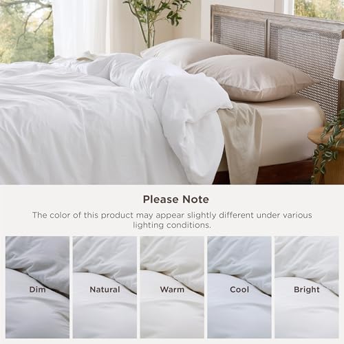 Bedsure Duvet Cover Queen Size Only - Prewashed Cotton-Like Polyester Extra Soft All Season Bedding, Includes 1 Duvet Cover 90x90 Inches with Zipper Closure, White, Comforter Not Included Bedsure