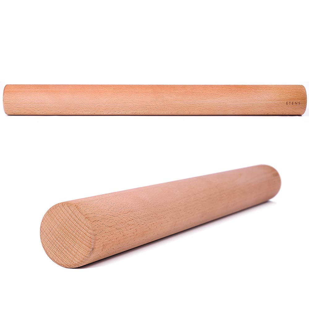 Etens Rolling Pin 17.3Inch, Professional Dowel Wood Rolling Pins for Baking Pasta Pizza Pie and Cookie, Wooden Dough Roller Pin (Straight Style, Large 1.73 Inch Diameter) Etens
