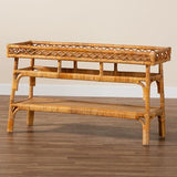 Bali & pari Savitri Modern Bohemian Natural Rattan 2-Tier Console Table bali & pari
