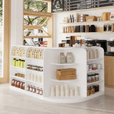 FAMAPY 70.9" L-Shape Reception Desk with Open Display Shelving, 2 Drawers & Cabinets, Modern Reception Counter for Shop White 70.9”W x 47.2”D x 39.4”H