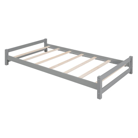Twin Over Twin Bunk Bed with Desk, USB Ports, LED Light, Storage Drawers & Bookcase - Grey Harper & Bright Designs