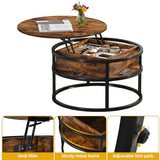 DWVO Coffee Tables for Living Room, Round Coffee Table, Lift Top Coffee Table with Storage and Hidden Compartment, Rustic Coffee Table, Small Circle Coffee Table,Wood Center Table, Rustic Brown DWVO