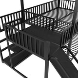 Bellemave Metal Bunk beds Full Over Full with Slide and Storage Stairs, House Floor bunk Bed with guardrail for Kids,Black Bellemave