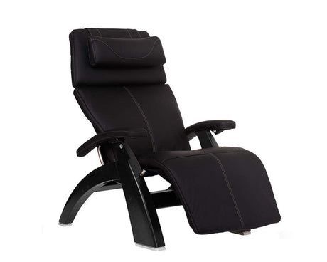 Perfect Chair Human Touch PC-610 Omni-Motion Series 2 Power Recline Black Matte Wood Base Zero-Gravity Recliner - Black Top-Grain Leather Perfect Chair