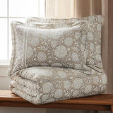 Levtex Home Adare Taupe Reversible King/Cal King Comforter Set (106x94in) with 2 Pillowcases (36x20in) - Floral Bedding - Taupe White - 100% Cotton King Size Comforter Set - Soft, Pre-Washed Levtex Home