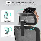 Fizzin Ergonomic Office Chair, 400 LBS Computer Chairs with Adjustable Lumbar Support, Breathable Mesh Desk Chair Ergonomic with Thickened Cushion, Comfy Home Office Desk Chair (Black) Fizzin