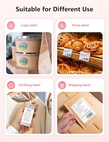 Phomemo Bluetooth Thermal Label Printer, 241BT 4X6 Wireless Shipping Label Printer for Small Business, Pink Labels Printers for Shipping Package, Compatible with iPhone, Android, Shopify, Amazon, USPS Phomemo