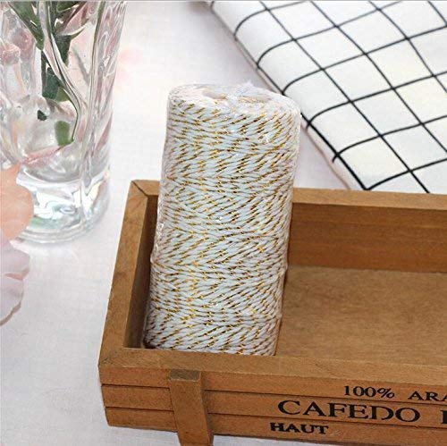 328 Feet Cotton Bakers Twine, Gold Metallic Wedding & Holiday Twine KINGLAKE
