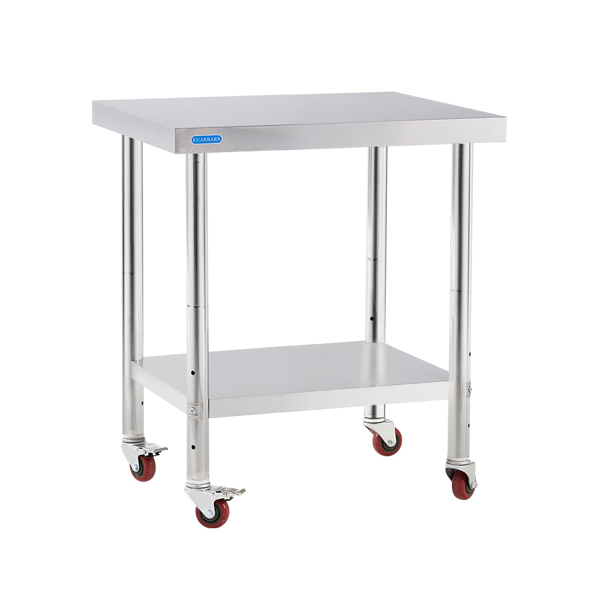 KUARBARR Stainless Steel Table for Prep & Work with 4 Caster Wheels with Adjustable Undershelf 24 x 30 NSF Metal Commercial Kitchen Worktable for Restaurant Home Outdoor KUARBARR