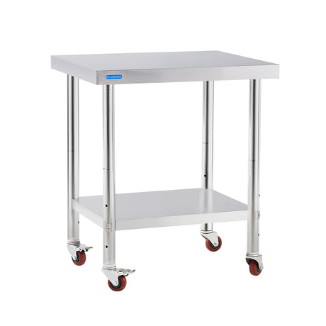 KUARBARR Stainless Steel Table for Prep & Work with 4 Caster Wheels with Adjustable Undershelf 24 x 30 NSF Metal Commercial Kitchen Worktable for Restaurant Home Outdoor KUARBARR
