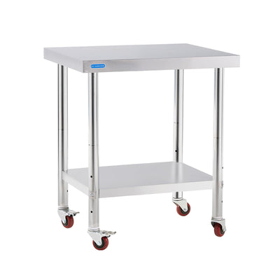 KUARBARR Stainless Steel Table for Prep & Work with 4 Caster Wheels with Adjustable Undershelf 24 x 30 NSF Metal Commercial Kitchen Worktable for Restaurant Home Outdoor