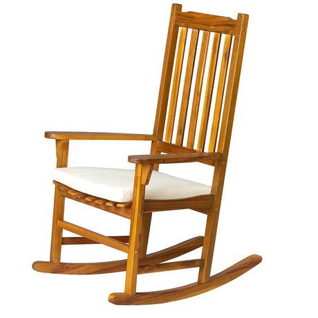 Panana Acacia Wood Rocking Chair Outdoor Porch Rocker with Cushion for Patio, Garden, Balcony, Backyard, Living Room Panana