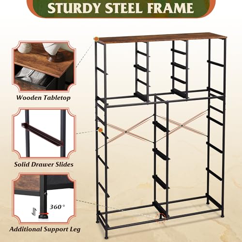 WLIVE 16 Drawers Dresser, Tall Dresser for Bedroom, Closet, Hallway, Storage Dresser Organizer unit, Large Dressers & Chests of Drawers with Fabric Bins, Rustic Brown Wood Grain Print WLIVE