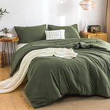 COTTEBED Ultra-Soft Cozy Twin Bedding Comforter Sets Bed, Lightweight All Season Use Warm Fluffy, Made with Washed PolyCotton Microfiber Fabric,1 Comforter 1 Pillow Sham, Twin/Twin XL Dark Olive Green COTTEBED