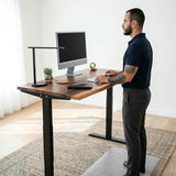 Walnut Standing Desk - W60 × D27 Solid Wood Live Edge Adjustable Height Sit Stand Desk - Stable Dual Motor Frame with Memory Presets, Quick Assembly - Stand Up Home Office Table by MWS Studio Modern Wood Style