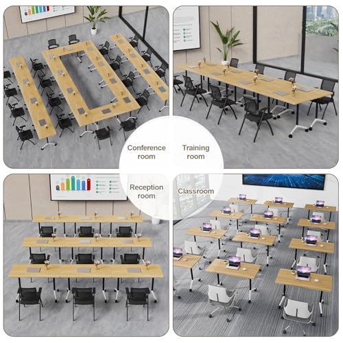 Folding Conference Room Table, 6 Pack Modern Large Mobile Modular Conference Tables Foldable Rolling Training Table for Meeting Classroom(Yellow, 63IN, 6) FIZHKR