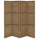 Coaster Home Furnishings - Browning - Wood - 70-Inch 4-Panel Room Divider Folding Screen with Bamboo Panels and Freestanding Structure - Living Room & Bedroom - Walnut - 961638 Coaster Fine Furniture