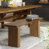 WINWY Solid Wood Entryway Bench - 43.3" Fluted Farmhouse Bench, Indoor Long Dining Bench Seat Narrow End of Bed Bench for Entry Way, Kitchen, Living Room and Bedroom, Brown WINWY