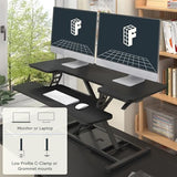 FLEXISPOT Standing Desk Converter 42-inch Spacious Sit to Stand up Dual Monitor and Laptop Riser, Big Size Tabletop Workstation with Large Keyboard Tray, Black FLEXISPOT