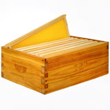 Honey Lake 8 Frame Assembled Bee Hive Super Box, Langstroth Beehive Starter Kit for Beekeepers, Medium Super Bee Box Dipped in 100% Beeswax Includes Beehive Frames and Waxed Foundations Honey Lake